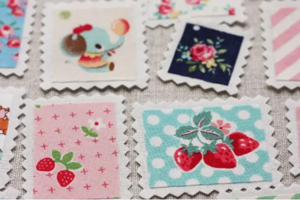 Fabric Postage Stamps  Lot of 18 fabric stamps