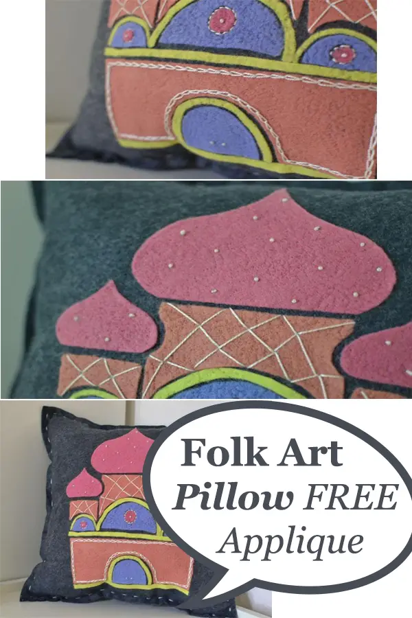 Folk Art Pillow Free Applique