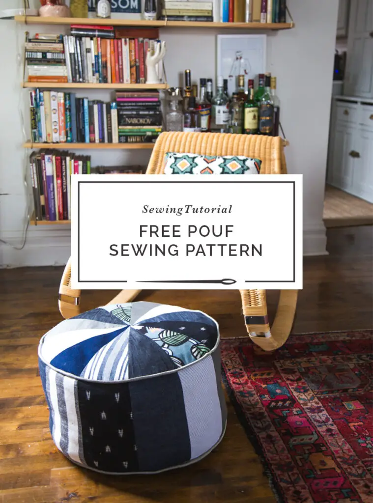 Free Pouf Sewing Pattern perfect for sewing with scraps