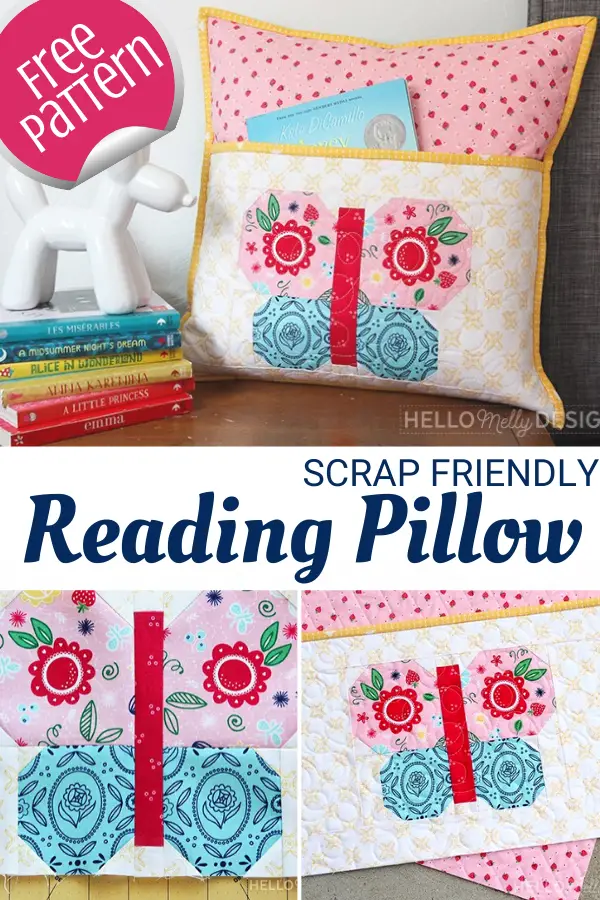 Quilted Reading Pillow with Butterfly Pattern
