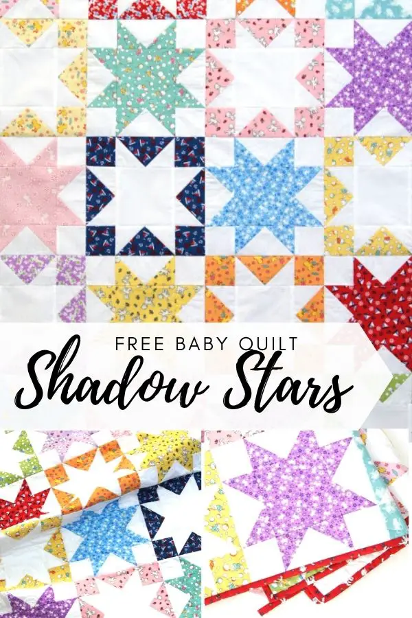 Turn your fabric leftovers into an amazing baby quilt with the Shadow Stars pattern.