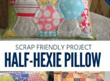 Turn your small scraps of fabric into a focal point in your room with this Half Hexie Pillow pattern.