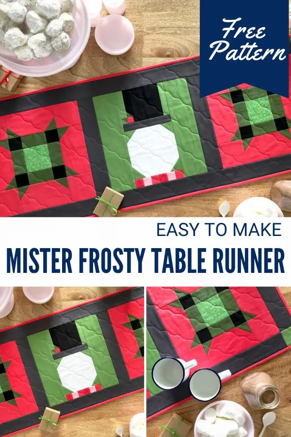 Snowman Table Runner Free Sewing Pattern and Tutorial