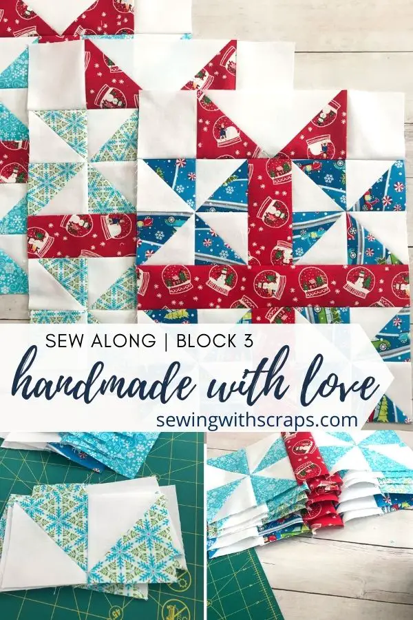 Pinwheel Presents Quilt Block | Handmade with Love Sew Along Block 3.