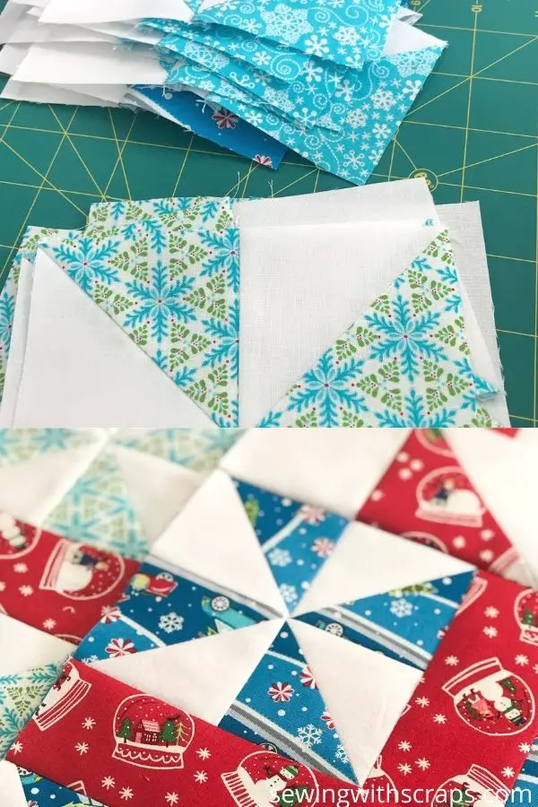 Pinwheel Present Quilt Block HST units