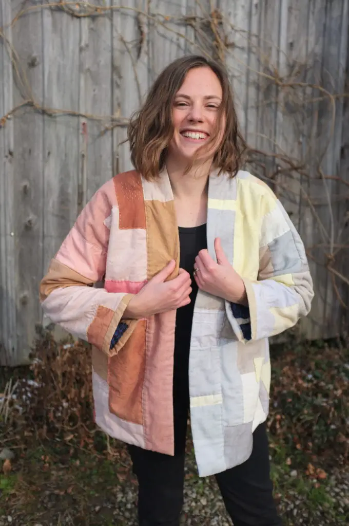 Hand dyed patchwork jacket using the Haori Sewing Pattern