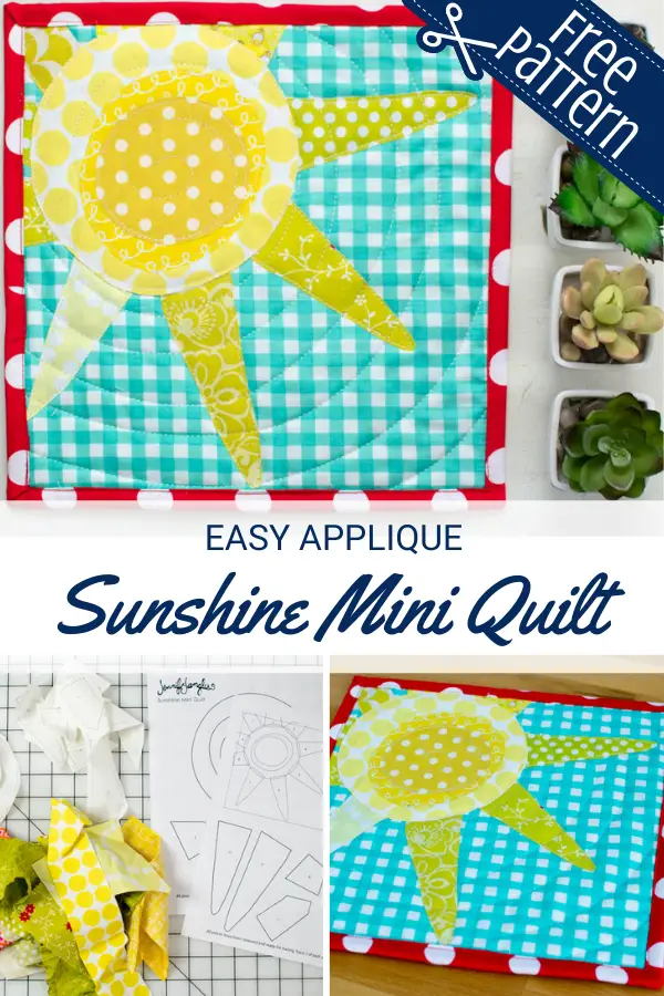 Free Sunshine Mini Quilt Sewing Pattern with applique