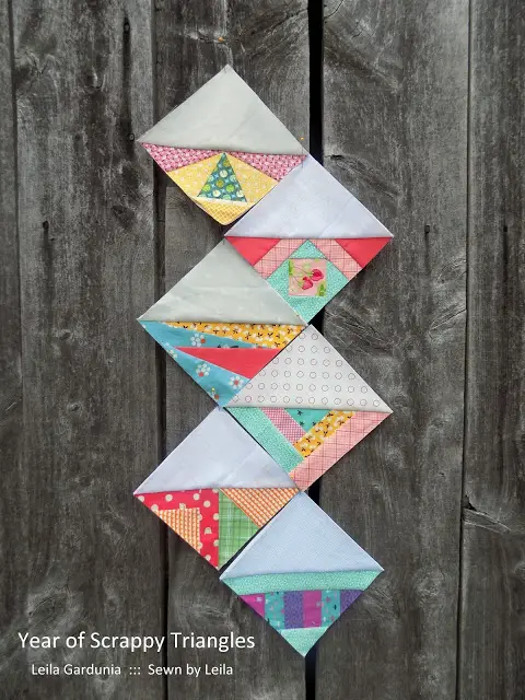 Free Paper Piecing Quilt pattern for a Year of Scrappy Triangles