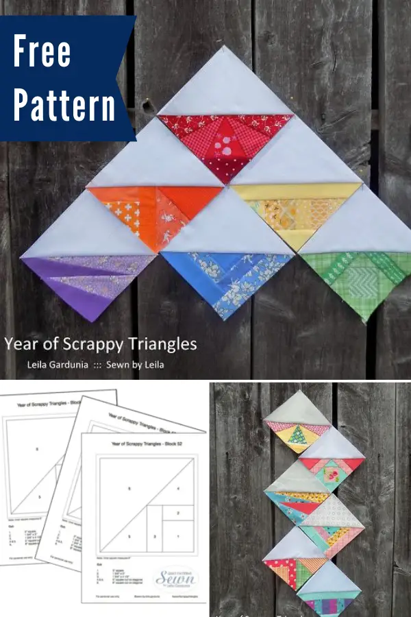 Scrap Busting Triangles quilt pattern for paper piecing