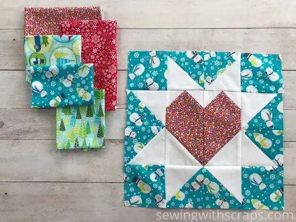 Fabric Pull Star & Heart Present Block