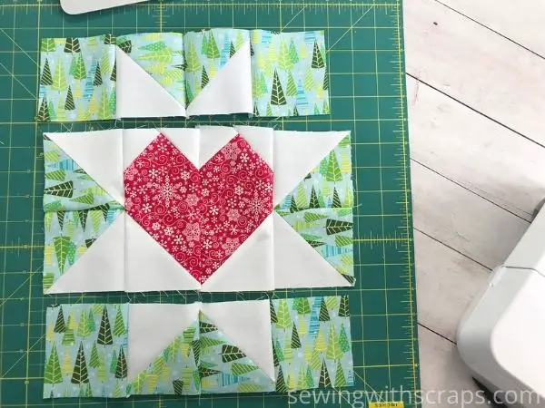 Pressing the Star & Heart Present Block in the Handmade with Love quilt along.