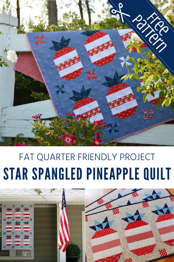 Star Spangled Pineapple Quilt Free Pattern Sewing With Scraps