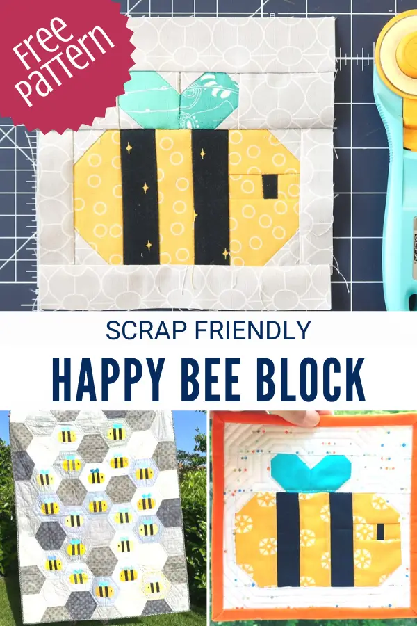 Free Happy Bee Quilt Block Sewing Pattern
