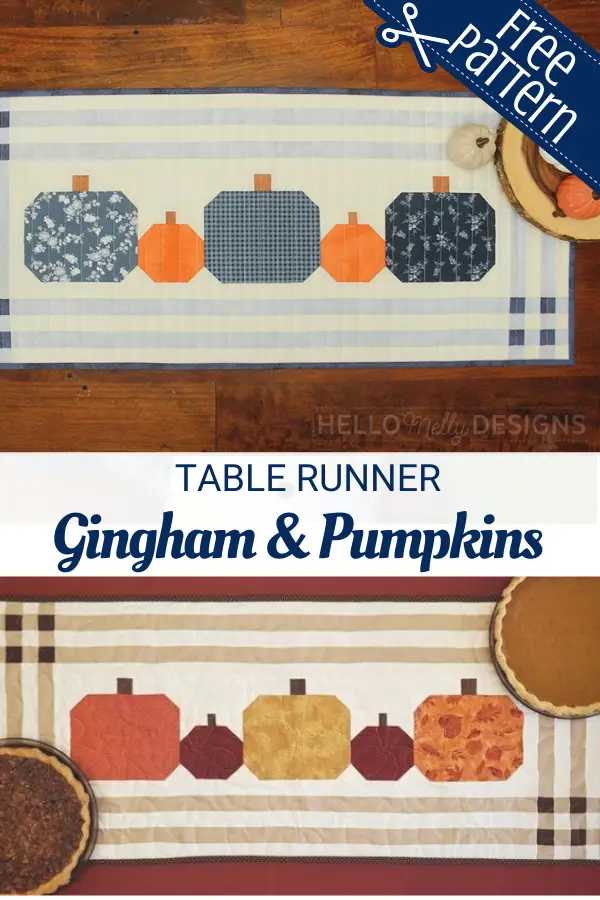 Gingham & Pumpkins free table runner quilt pattern