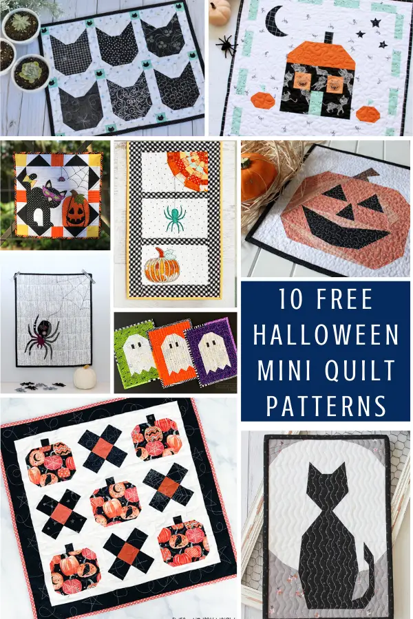 10 Free Halloween Mini Quilt Patterns
