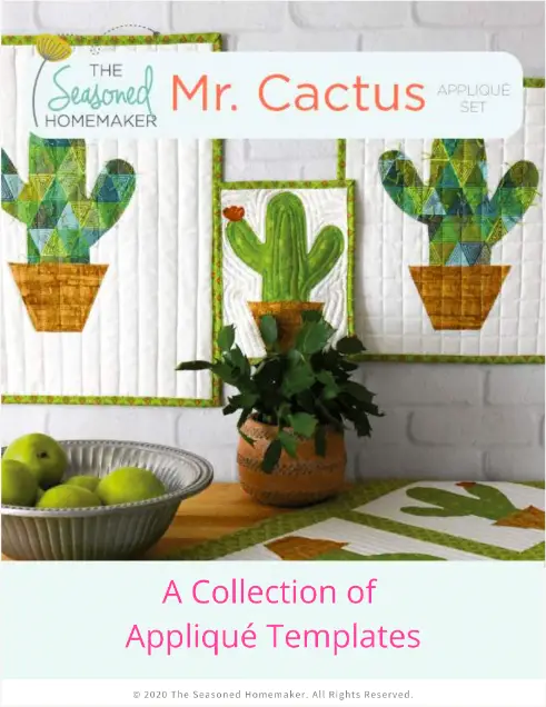 Mr. Cactus Applique set is included in the Scrap Pattern Bundle Pack with Sewing With Scraps. 