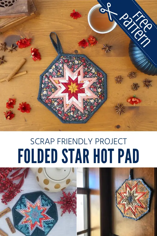Scrap Friendly Folded Star Hot Pad Free Sewing Pattern