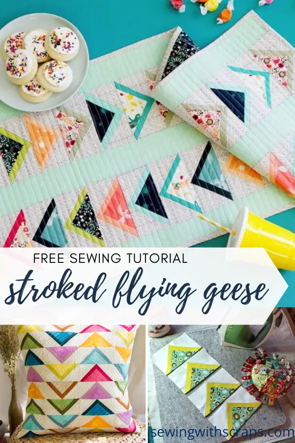 Free Tutorial for Stroked Flying Geese Quilt Blocks