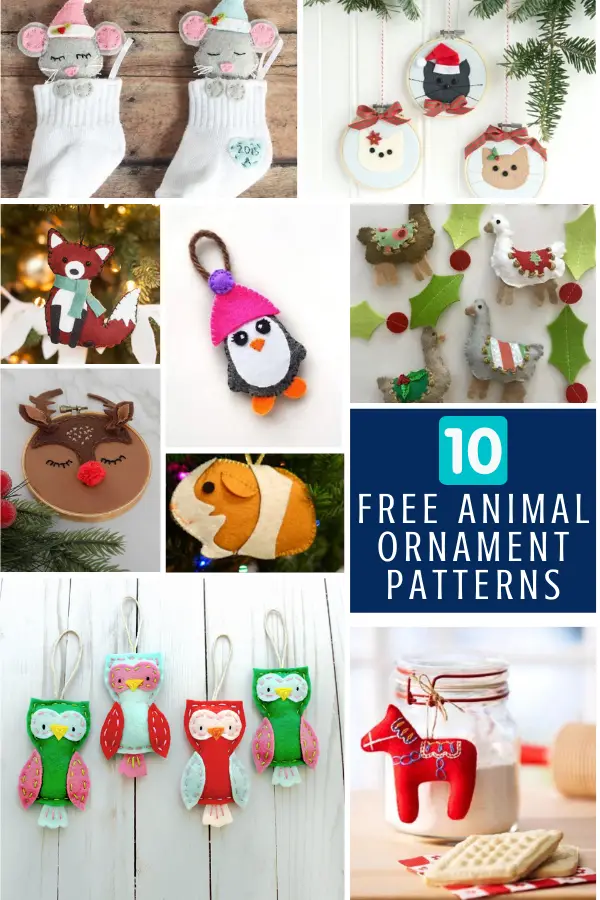 10 Free Animal Ornament Sewing Patterns