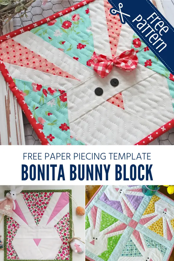 Free Bonita Bunny Quilt Block Paper Piecing Template