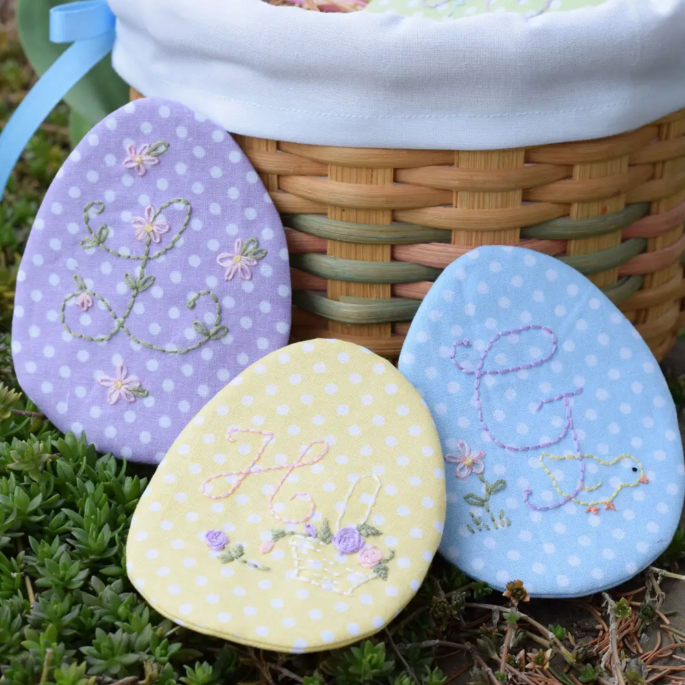 Embroidered fillable fabric Easter Eggs