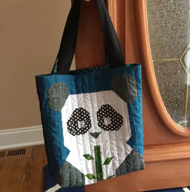 Quilted Panda Tote Bag