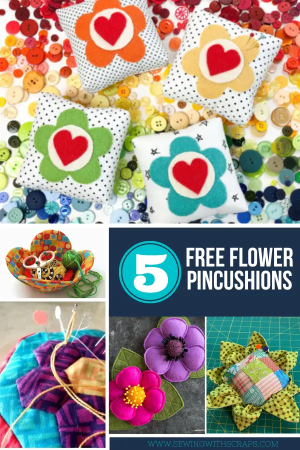 5 Free Flower Pincushion Sewing Tutorials
