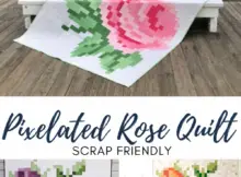 Scrap Friendly Free Pixelated Rose Quilt