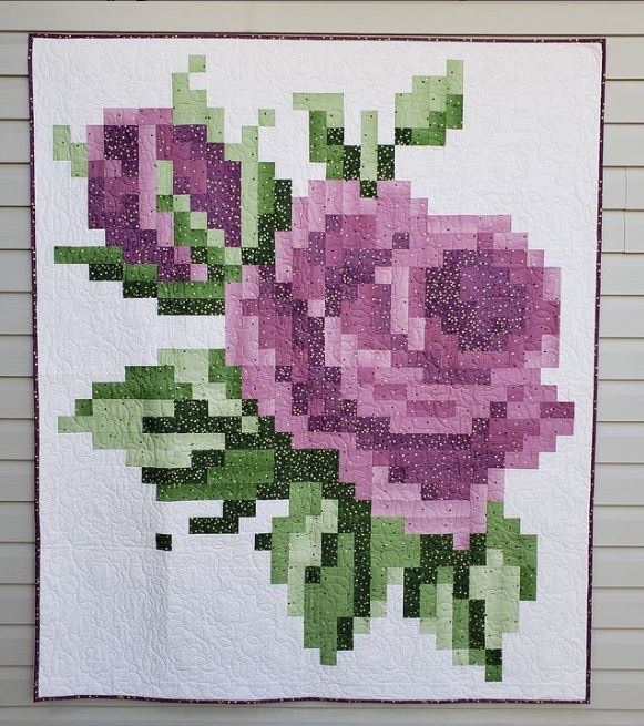 Pixelated Rose Quilt Sewing With Scraps