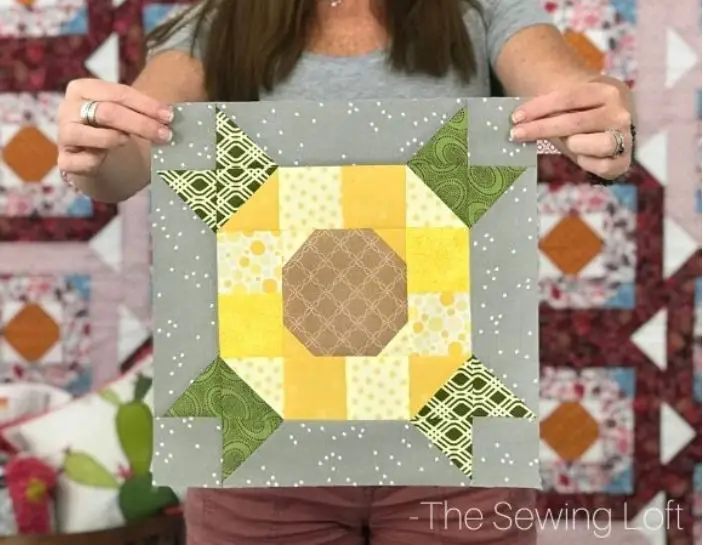 Sun Flower Quilt Block Pattern
